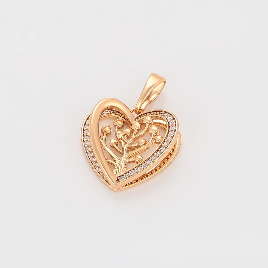 Gold Heart Tree Pendant Necklace