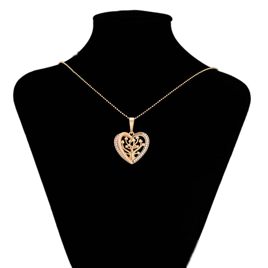Gold Heart Tree Pendant Necklace