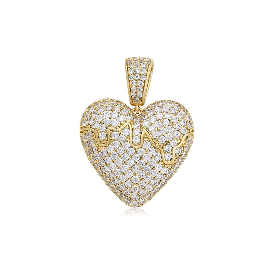 Gold Crystal Heart Pendant Necklace