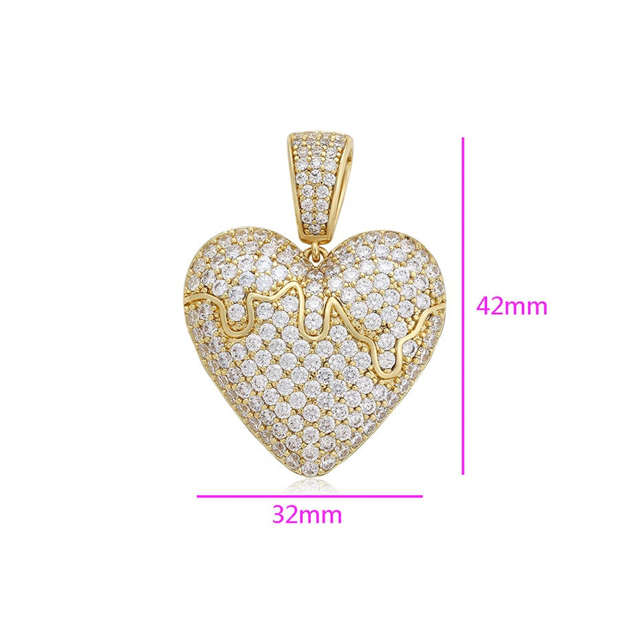 Gold Crystal Heart Pendant Necklace