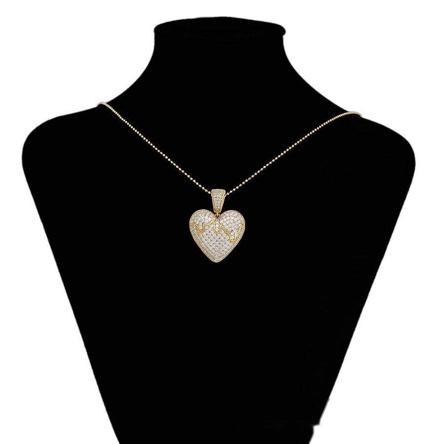 Gold Crystal Heart Pendant Necklace