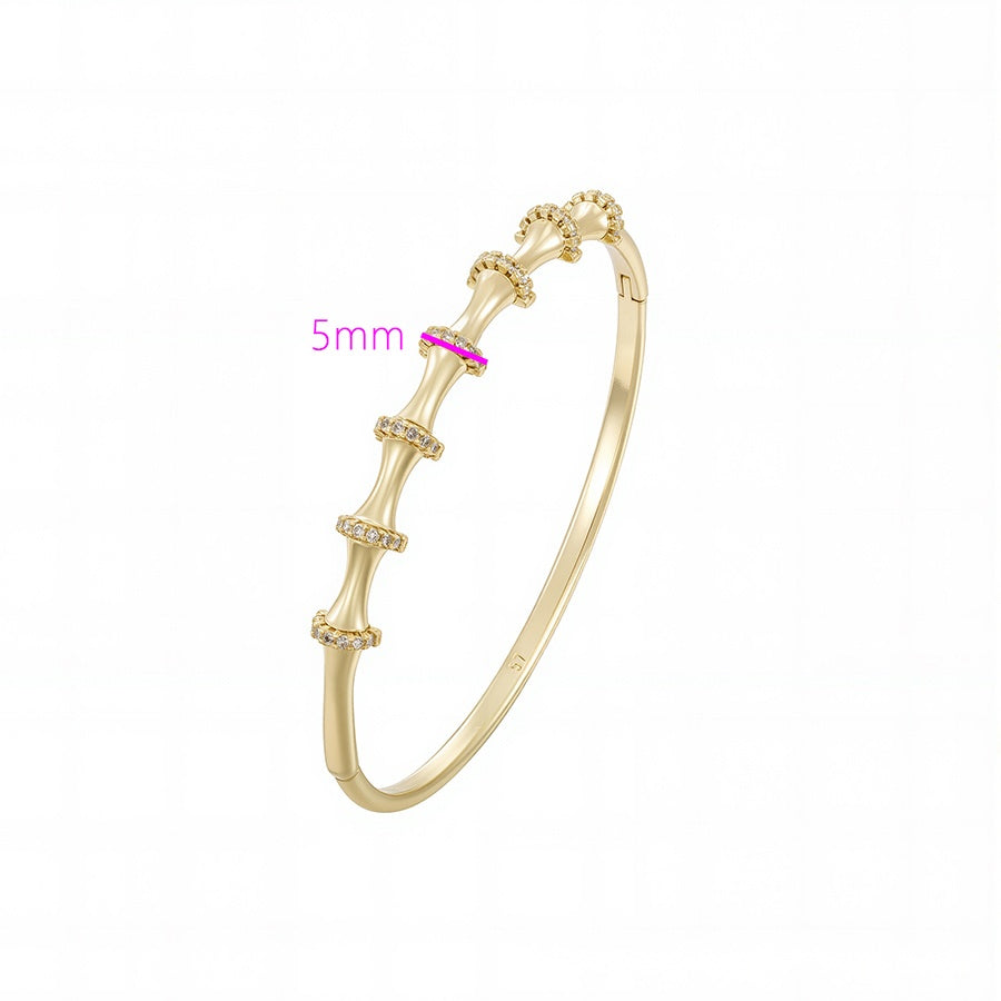 Gold Bamboo Crystal Bangle Bracelet
