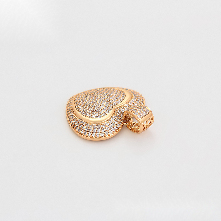 Gold Double Heart Crystal Pendant
