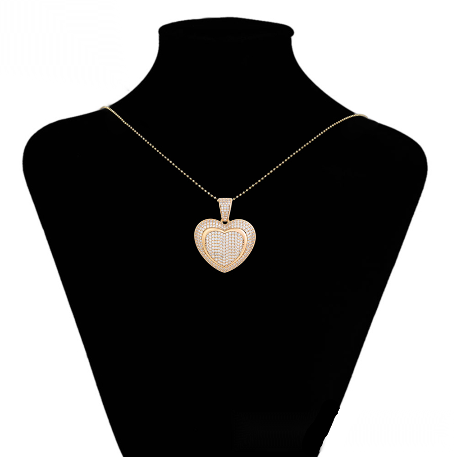 Gold Double Heart Crystal Pendant