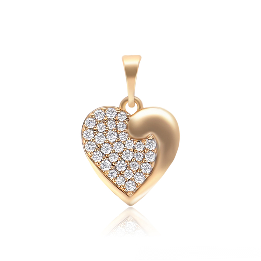 Gold Heart Crystal Swirl Pendant