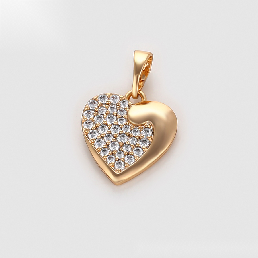 Gold Heart Crystal Swirl Pendant