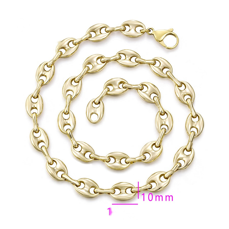 Gold Oval Link Chain Necklace