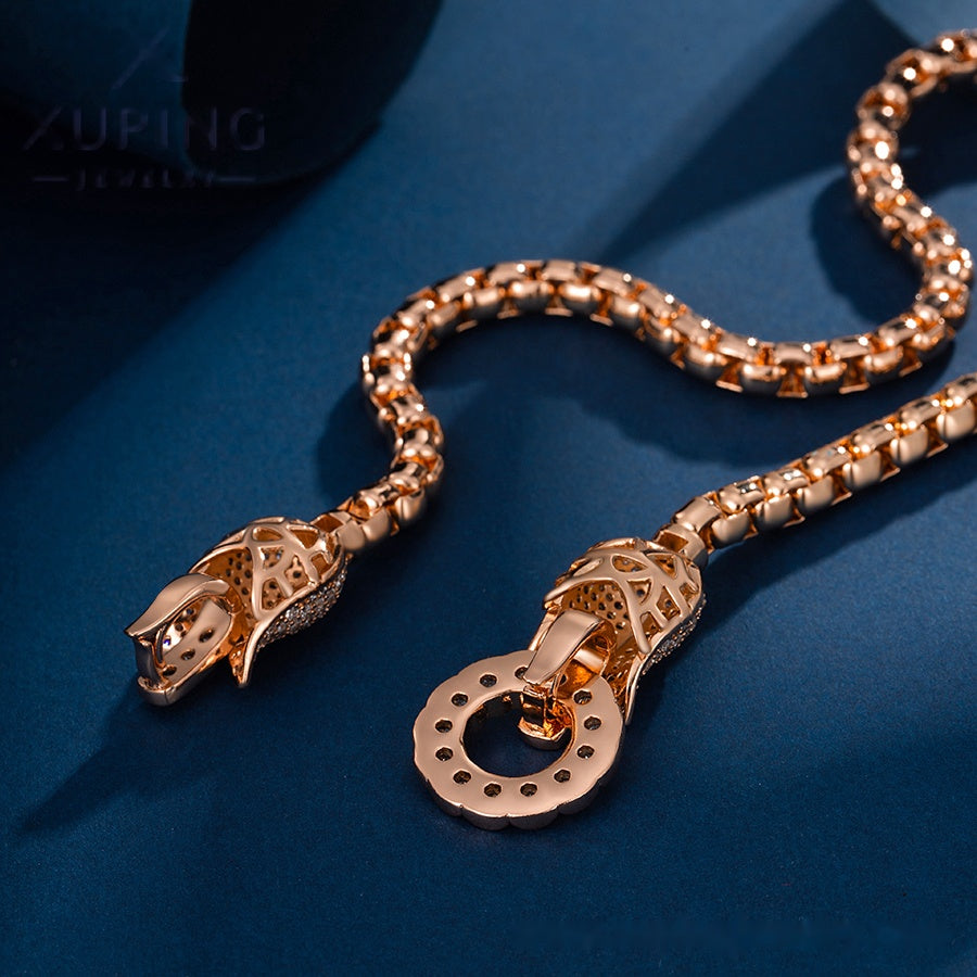 Rose Gold Tulip Flower Link Necklace