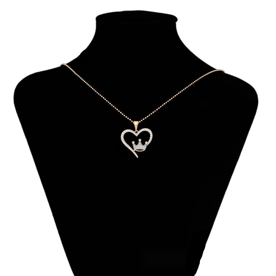 Heart & Crown Pendant Necklace