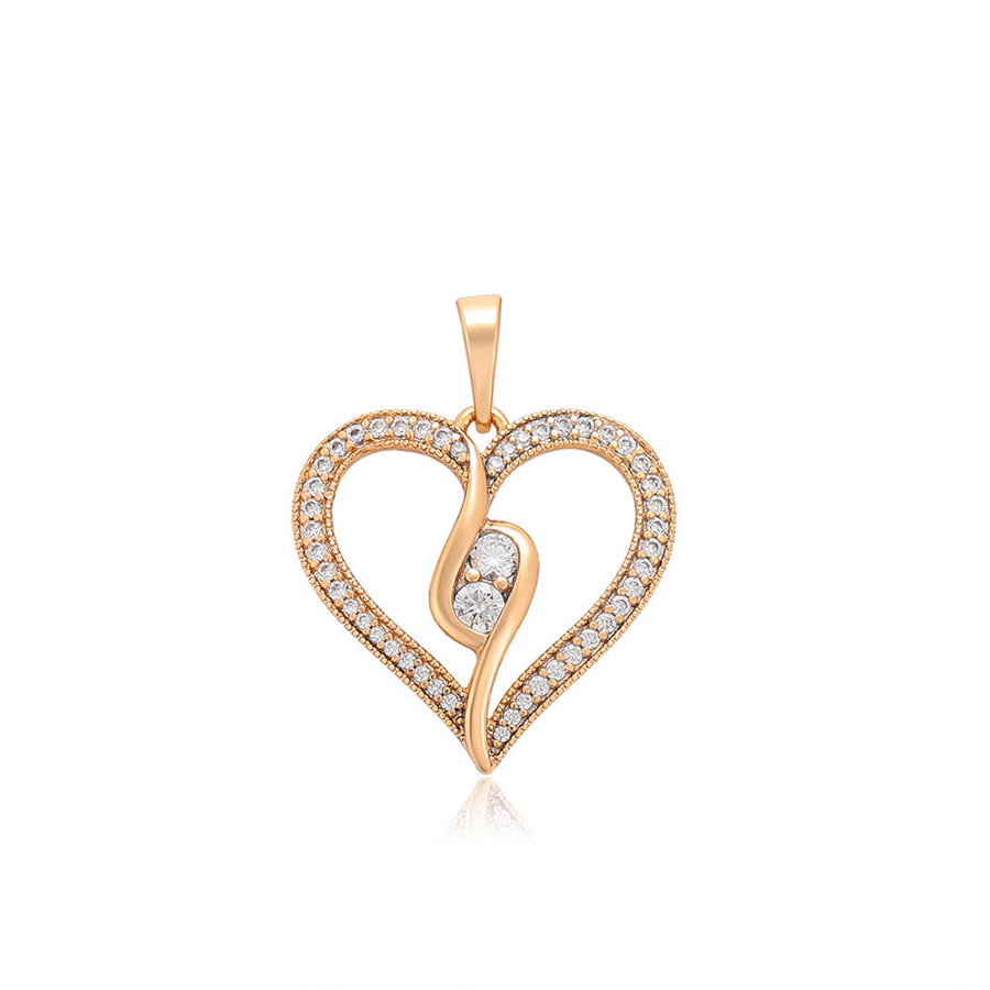 Gold Open Heart Crystal Pendant