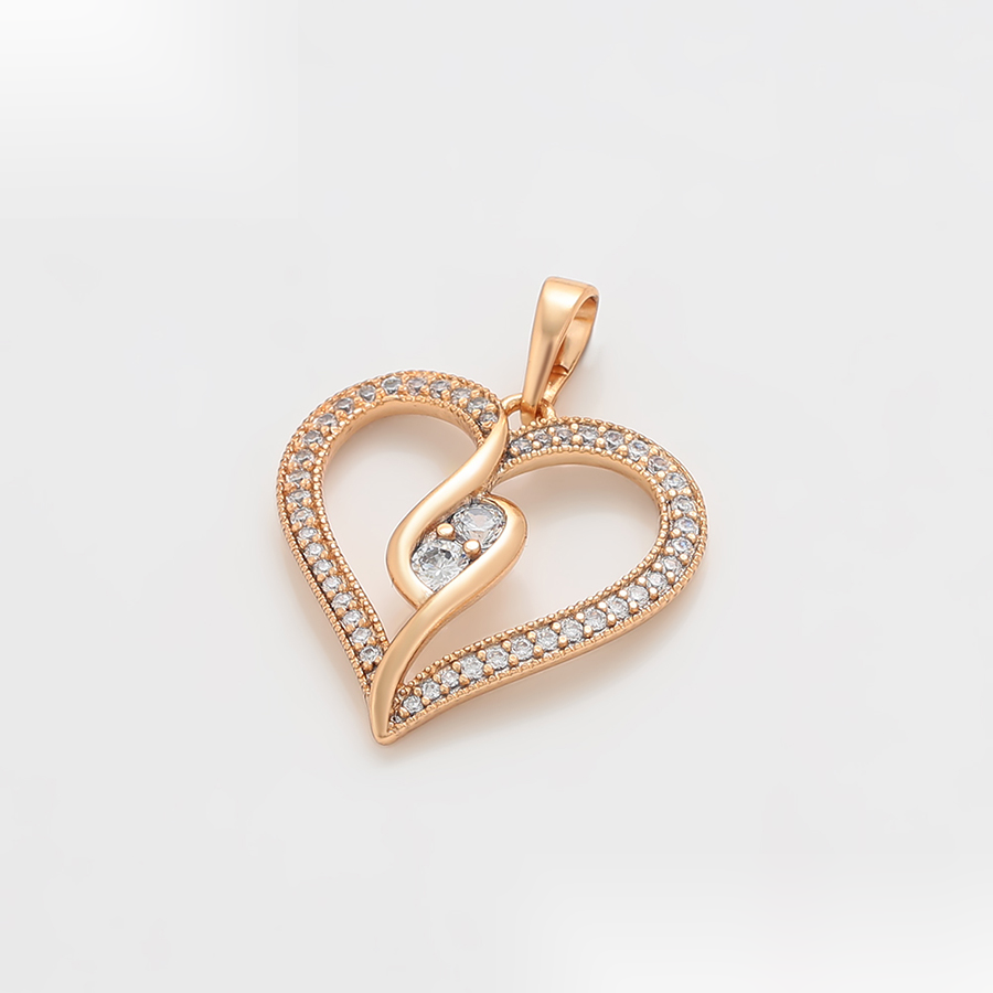 Gold Open Heart Crystal Pendant