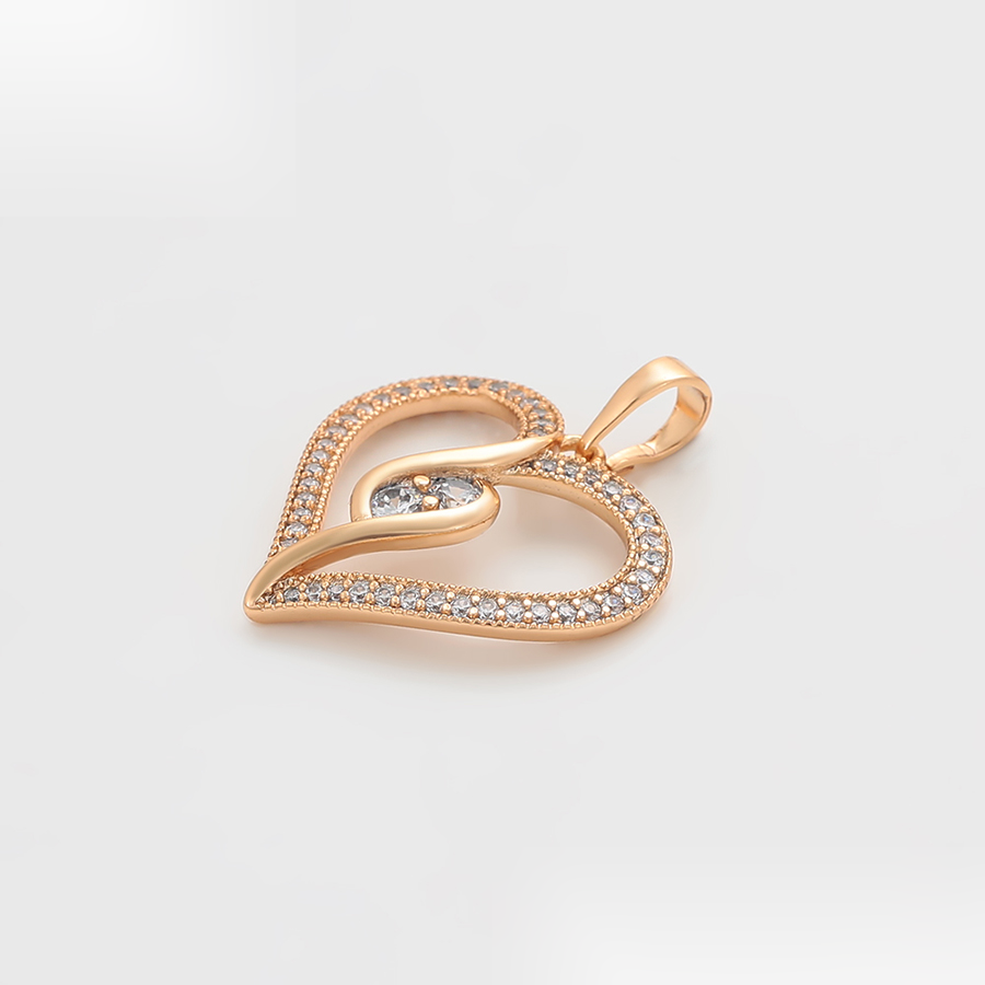 Gold Open Heart Crystal Pendant