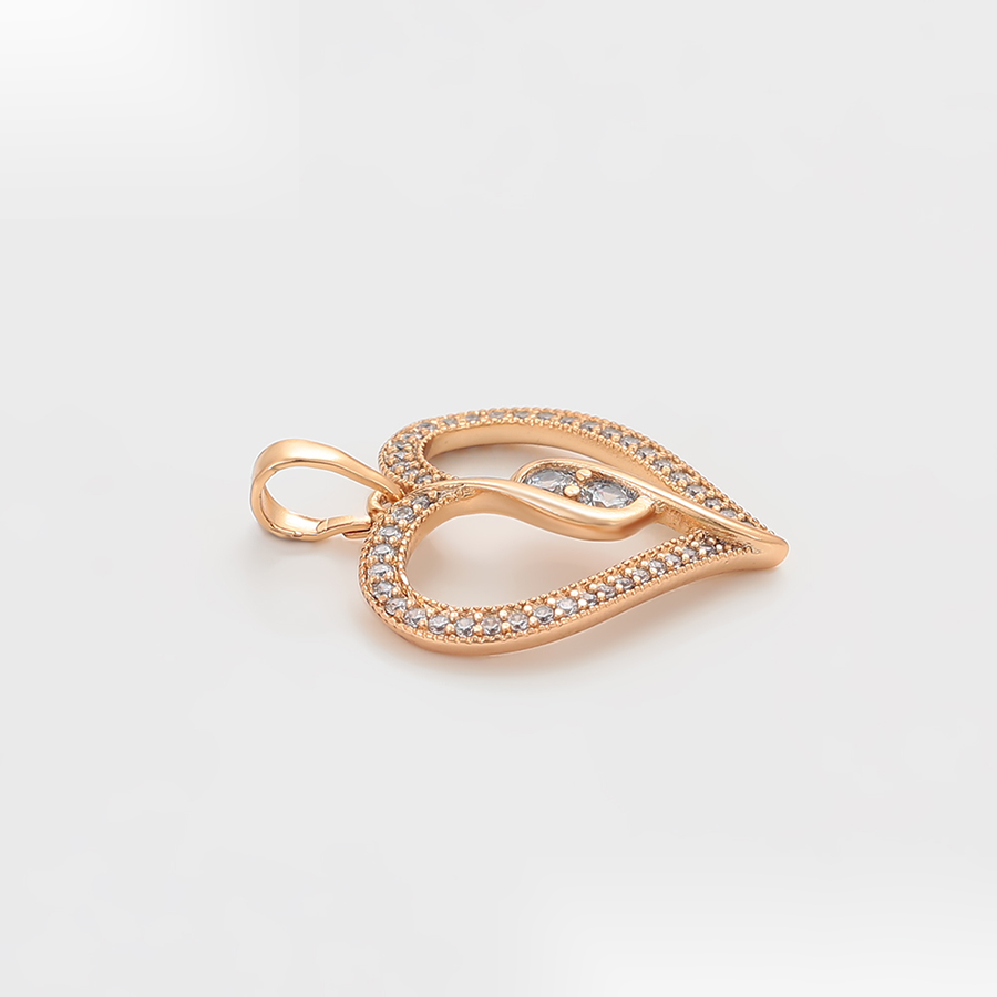 Gold Open Heart Crystal Pendant
