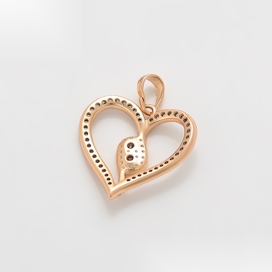 Gold Open Heart Crystal Pendant