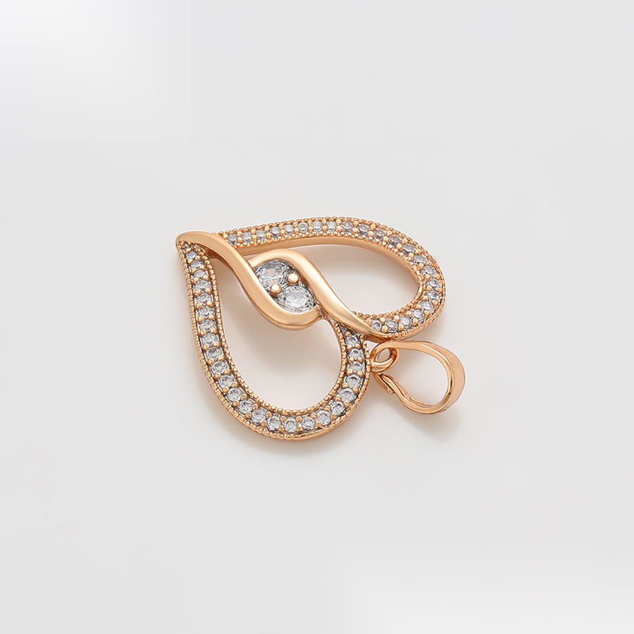 Gold Open Heart Crystal Pendant