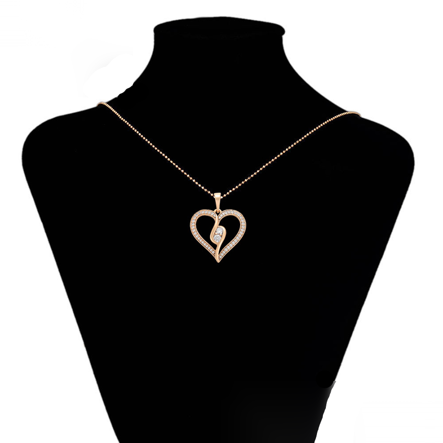 Gold Open Heart Crystal Pendant