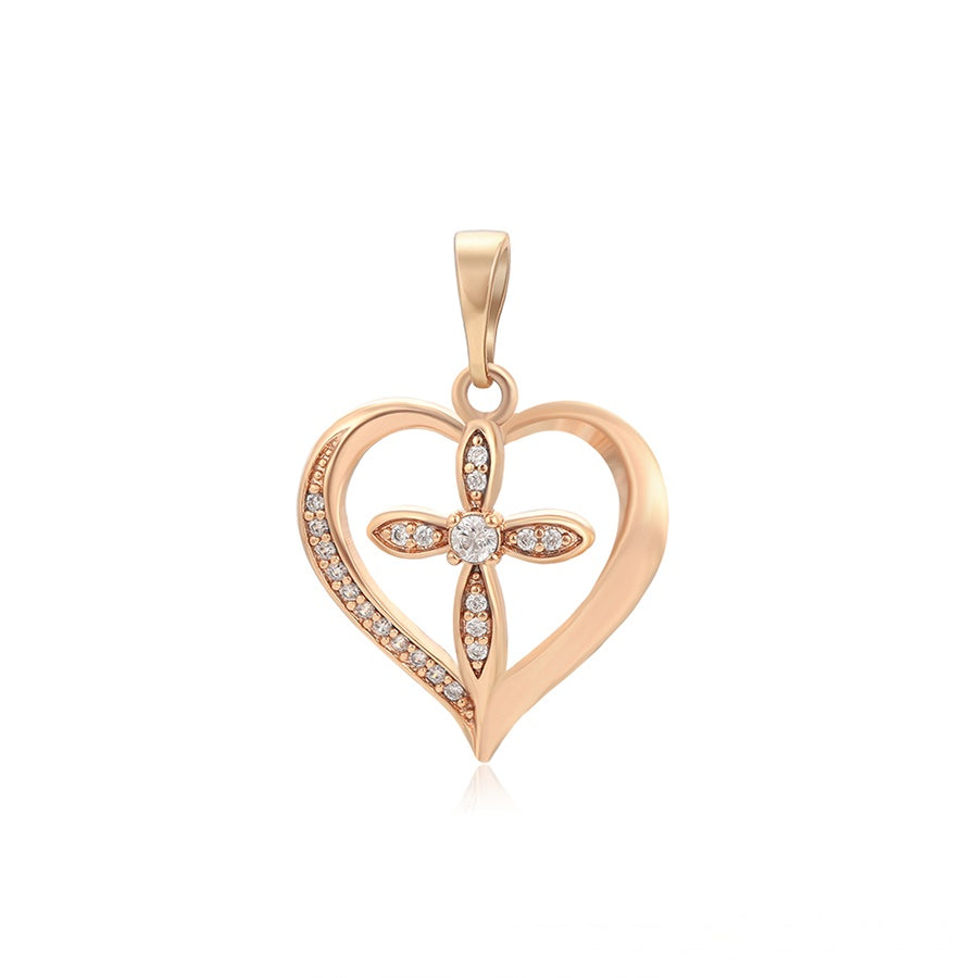 Rose Gold Heart & Cross Pendant Necklace