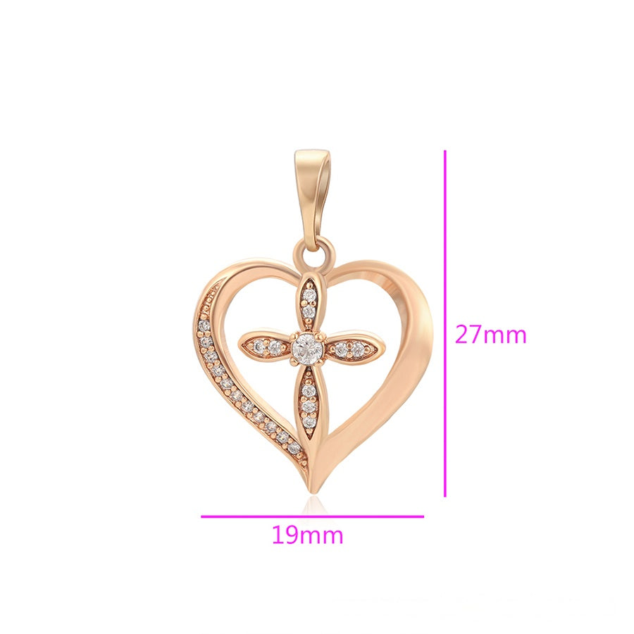 Rose Gold Heart & Cross Pendant Necklace