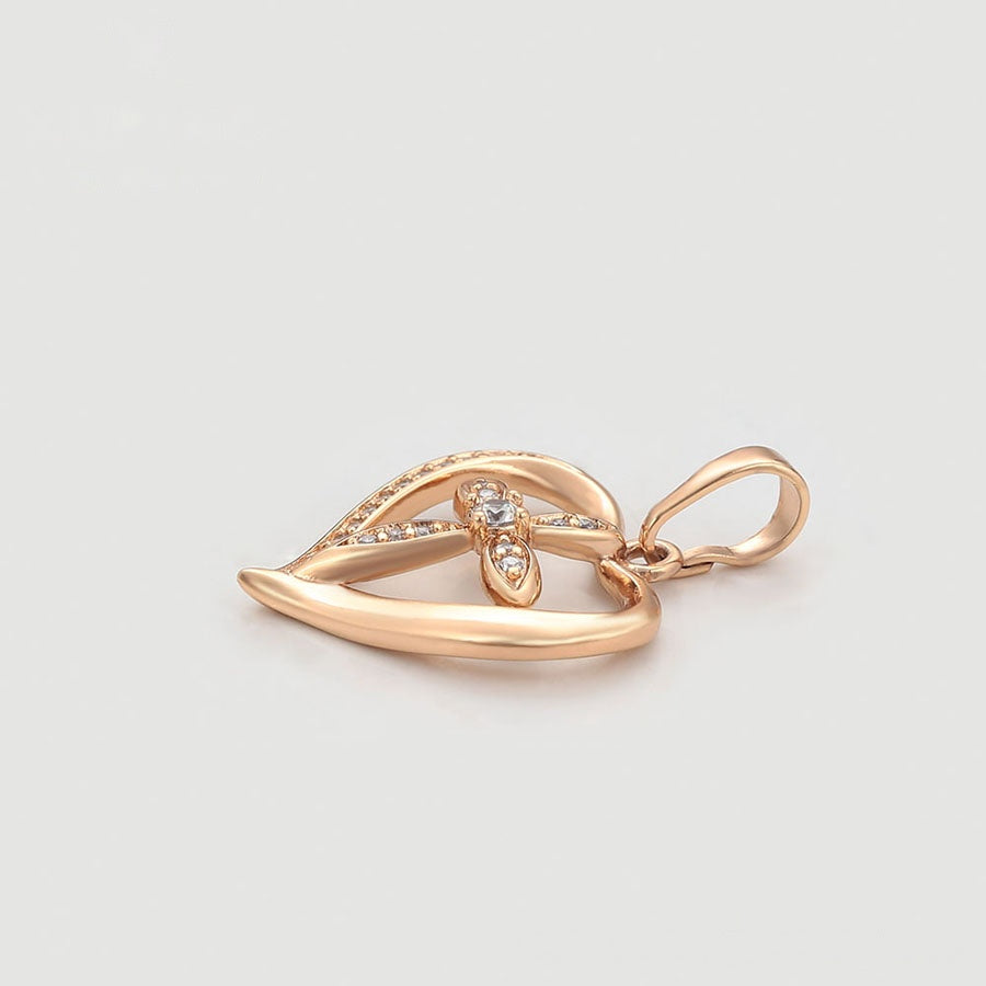 Rose Gold Heart & Cross Pendant Necklace
