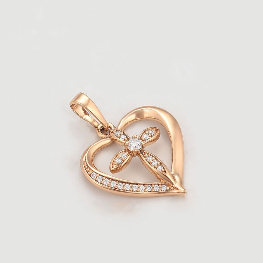 Rose Gold Heart & Cross Pendant Necklace