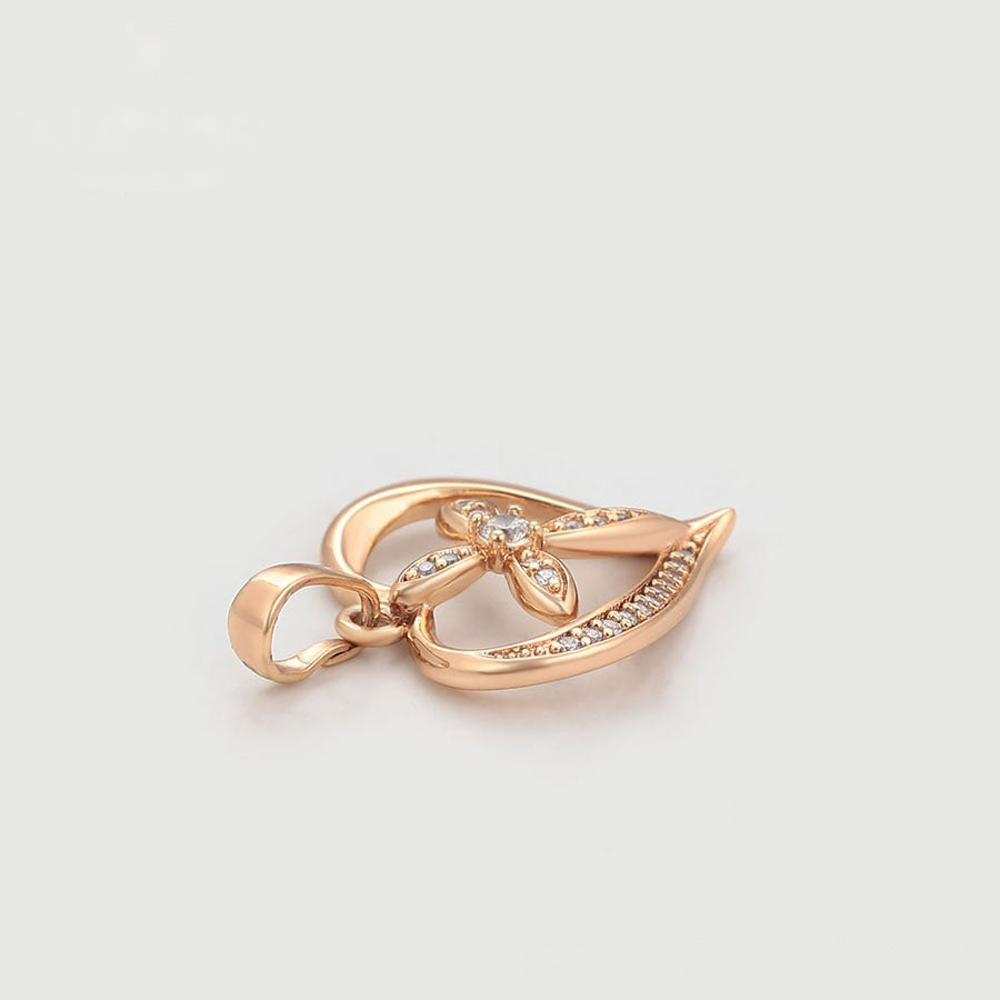 Rose Gold Heart & Cross Pendant Necklace