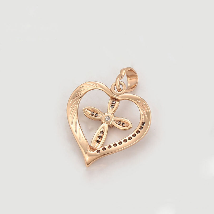 Rose Gold Heart & Cross Pendant Necklace