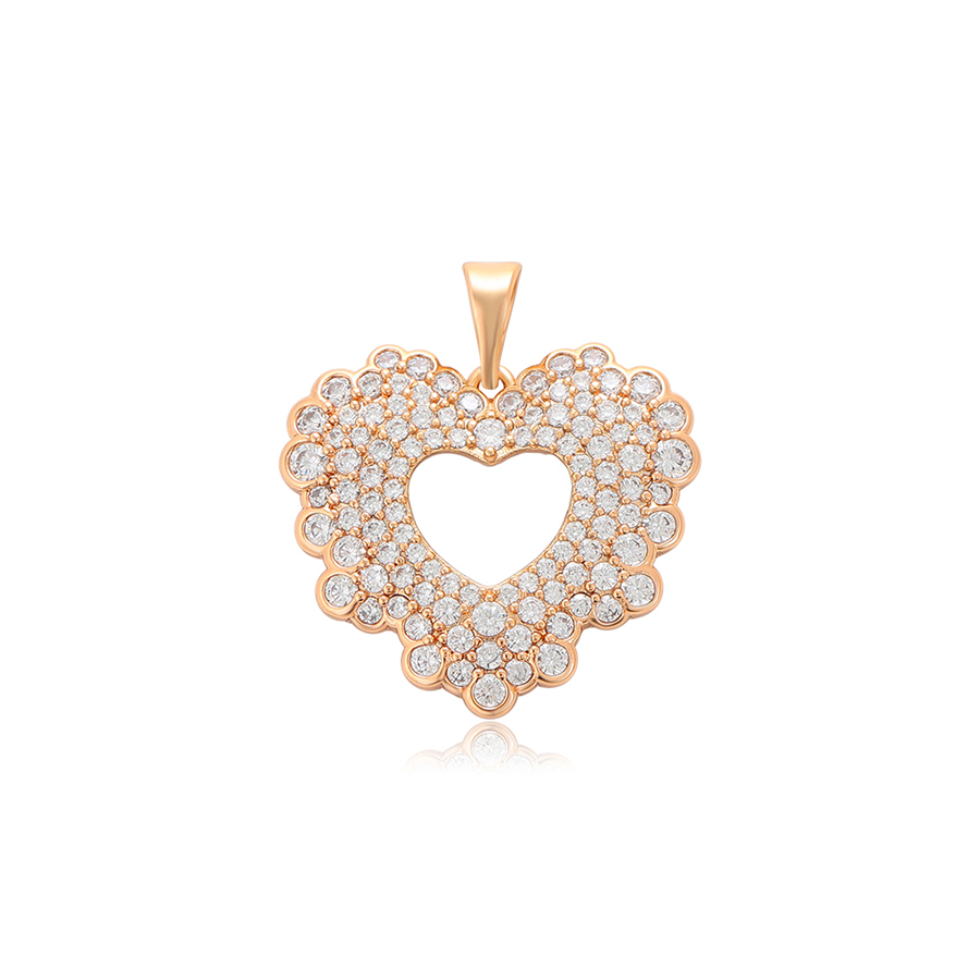 Gold Scalloped Heart Crystal Pendant
