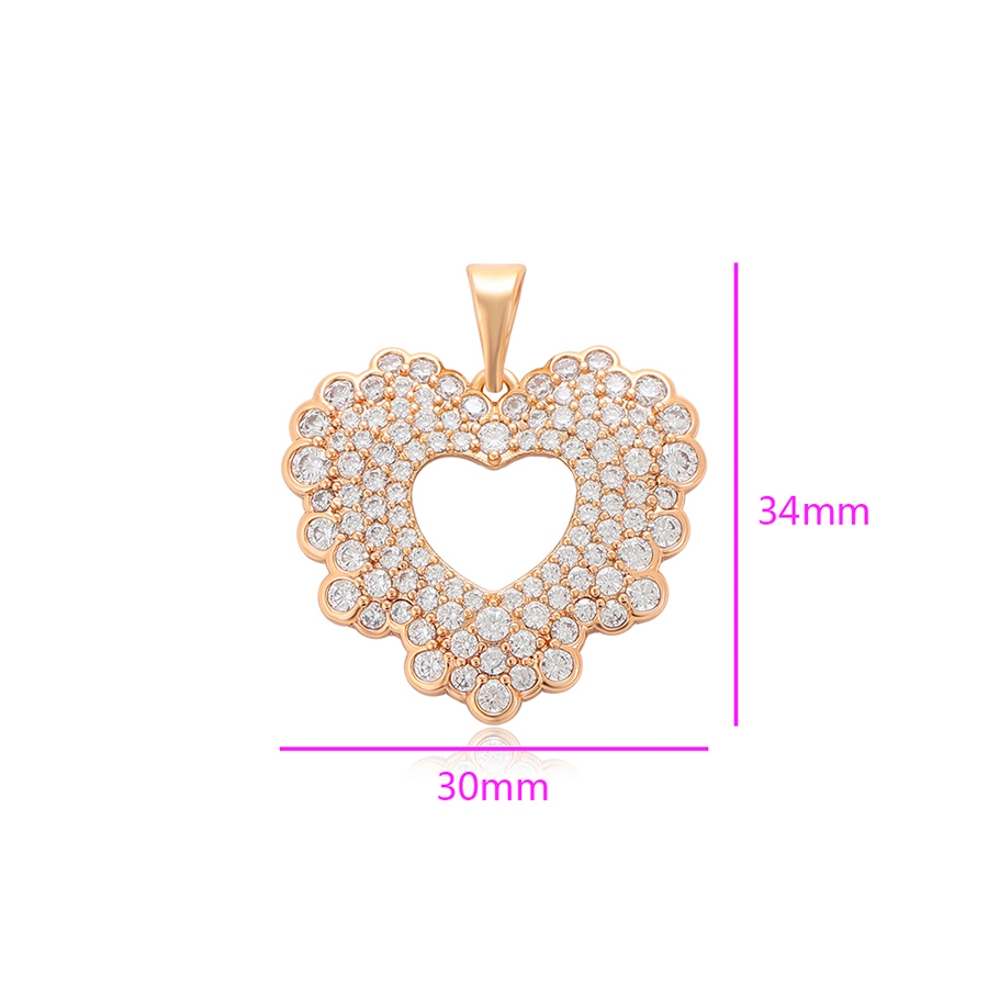 Gold Scalloped Heart Crystal Pendant