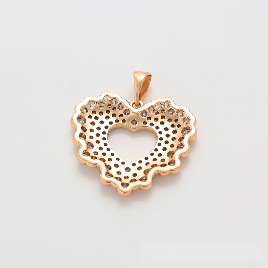 Gold Scalloped Heart Crystal Pendant