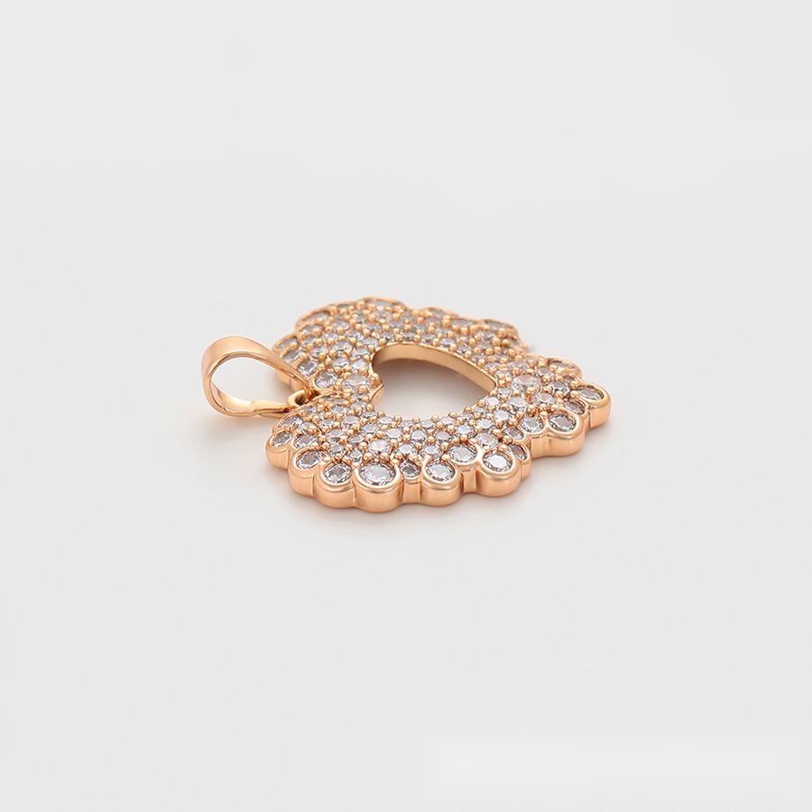 Gold Scalloped Heart Crystal Pendant