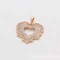 Gold Scalloped Heart Crystal Pendant