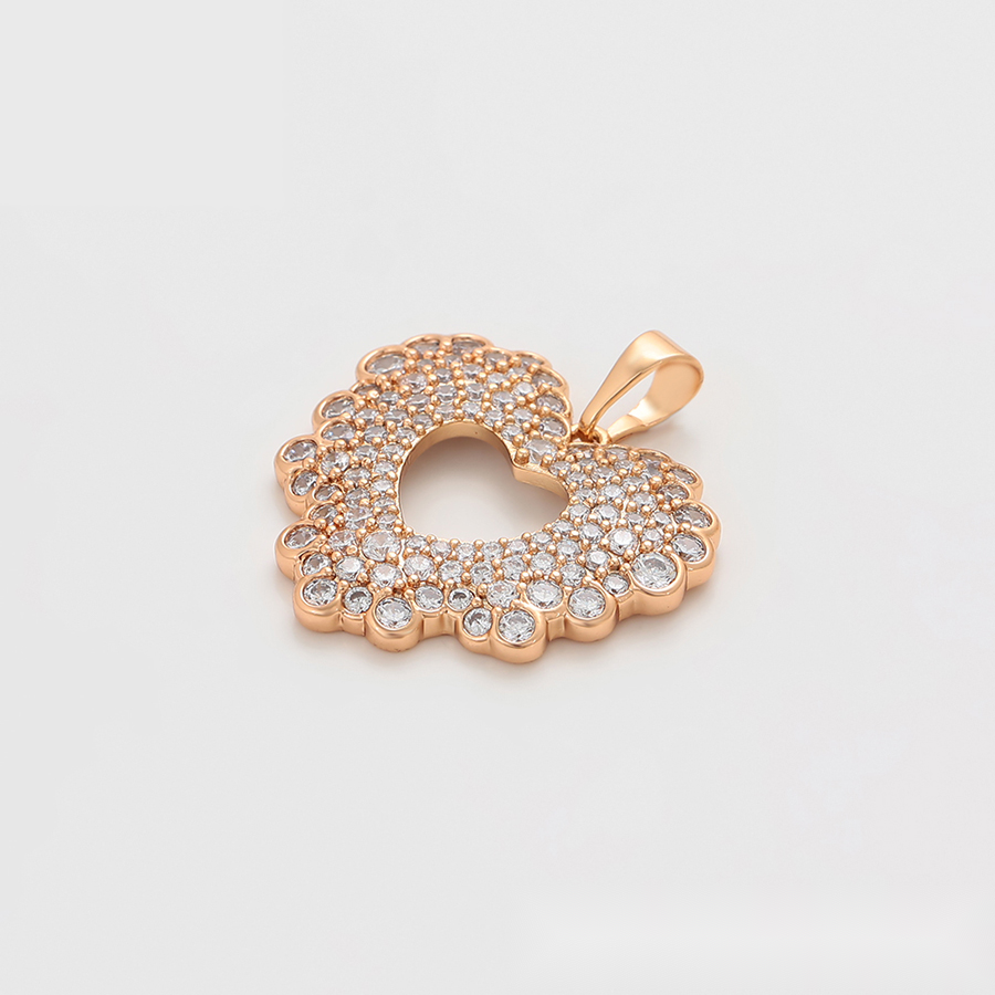 Gold Scalloped Heart Crystal Pendant