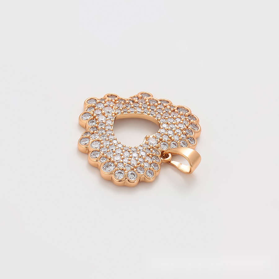 Gold Scalloped Heart Crystal Pendant