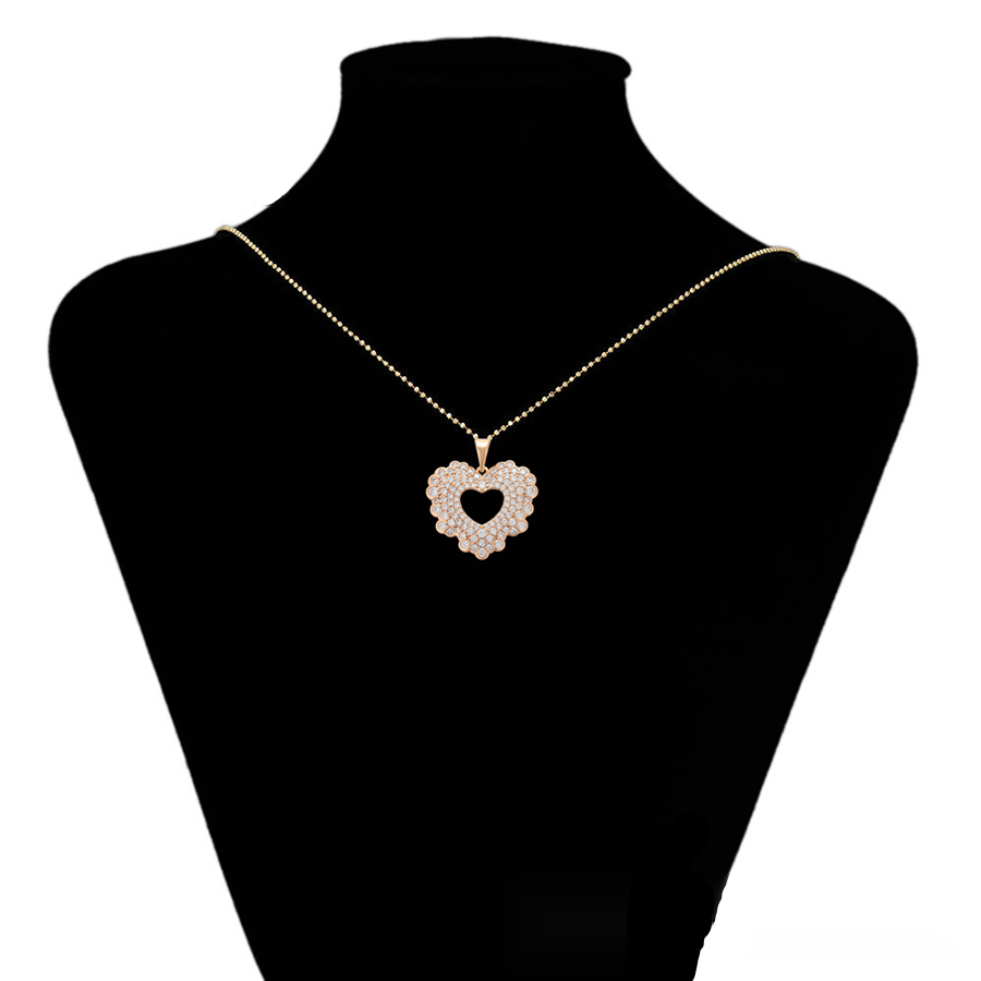 Gold Scalloped Heart Crystal Pendant