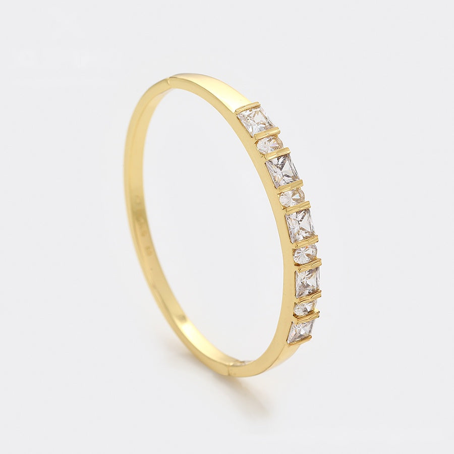 Gold Square Crystal Hinged Bangle