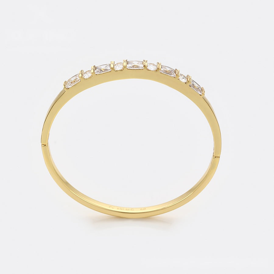 Gold Square Crystal Hinged Bangle