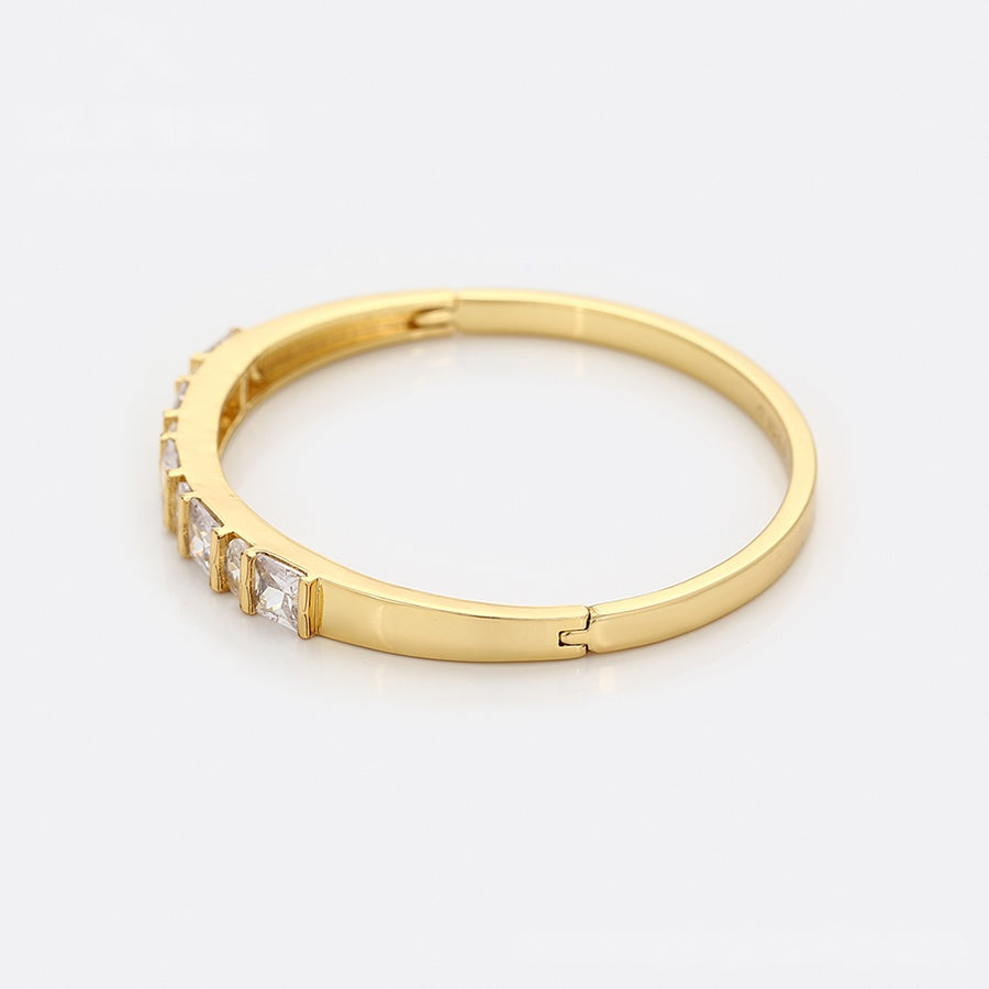 Gold Square Crystal Hinged Bangle