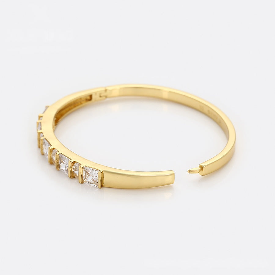 Gold Square Crystal Hinged Bangle