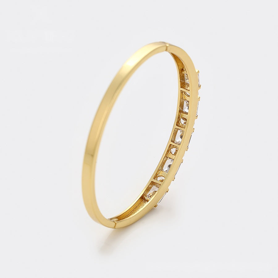 Gold Square Crystal Hinged Bangle