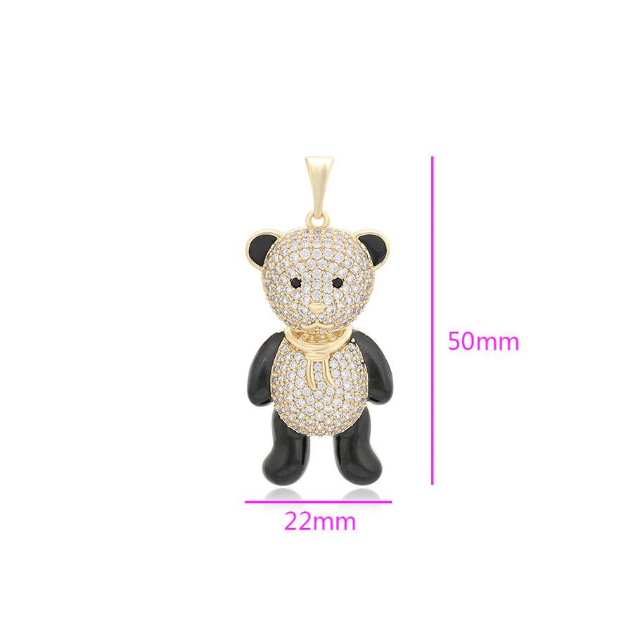 Teddy Bear Jewellery Set with Gold Crystal Pendant & Rose Gold Earrings