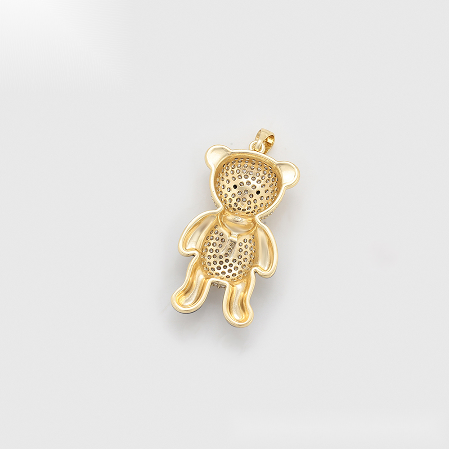 Teddy Bear Jewellery Set with Gold Crystal Pendant & Rose Gold Earrings