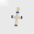 Gold & Blue Cross Pendant Necklace