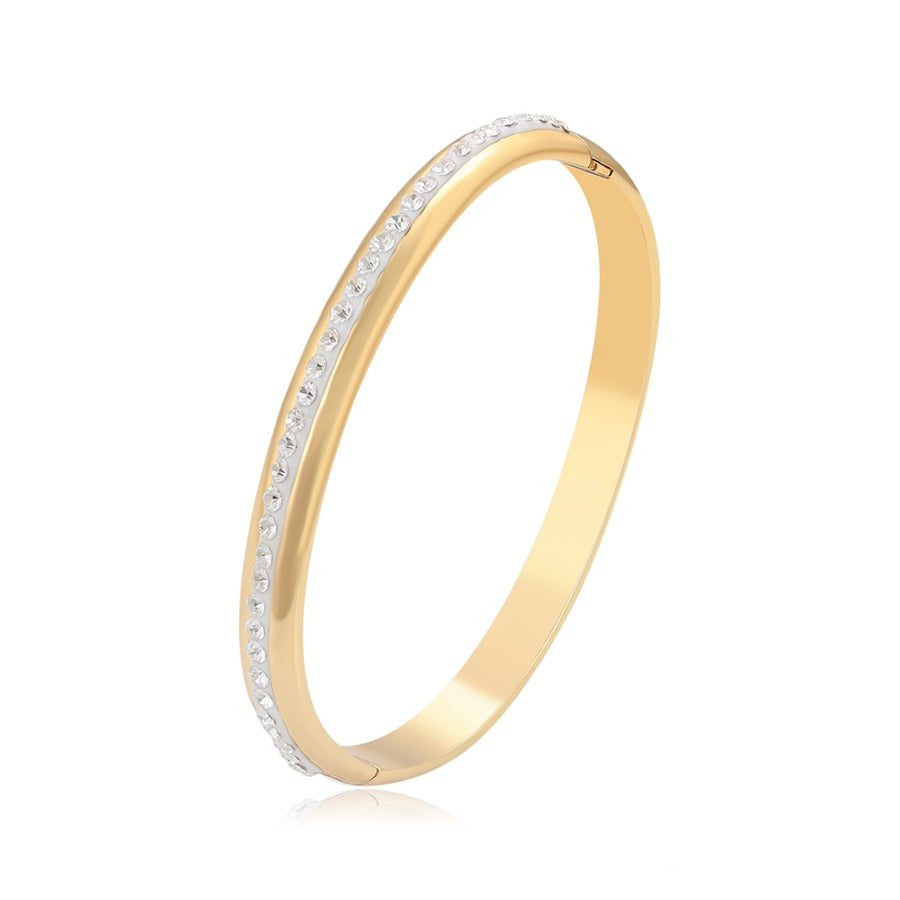 Classic Gold Crystal Hinged Bangle
