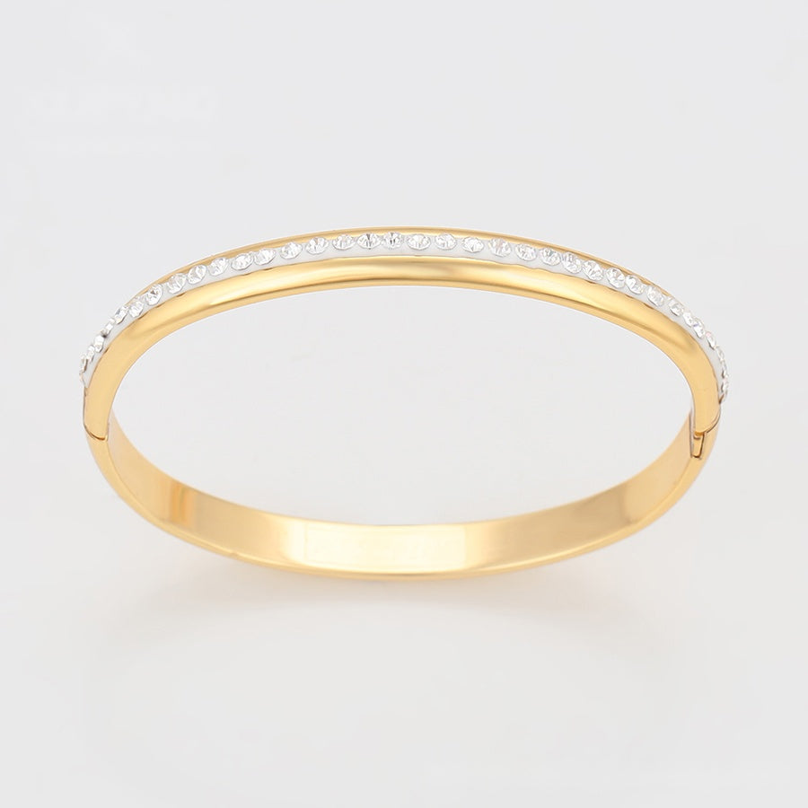 Classic Gold Crystal Hinged Bangle