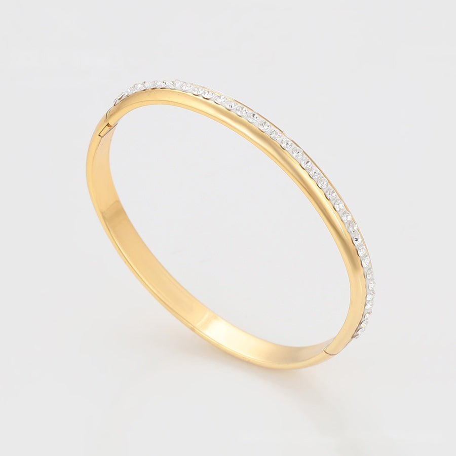 Classic Gold Crystal Hinged Bangle
