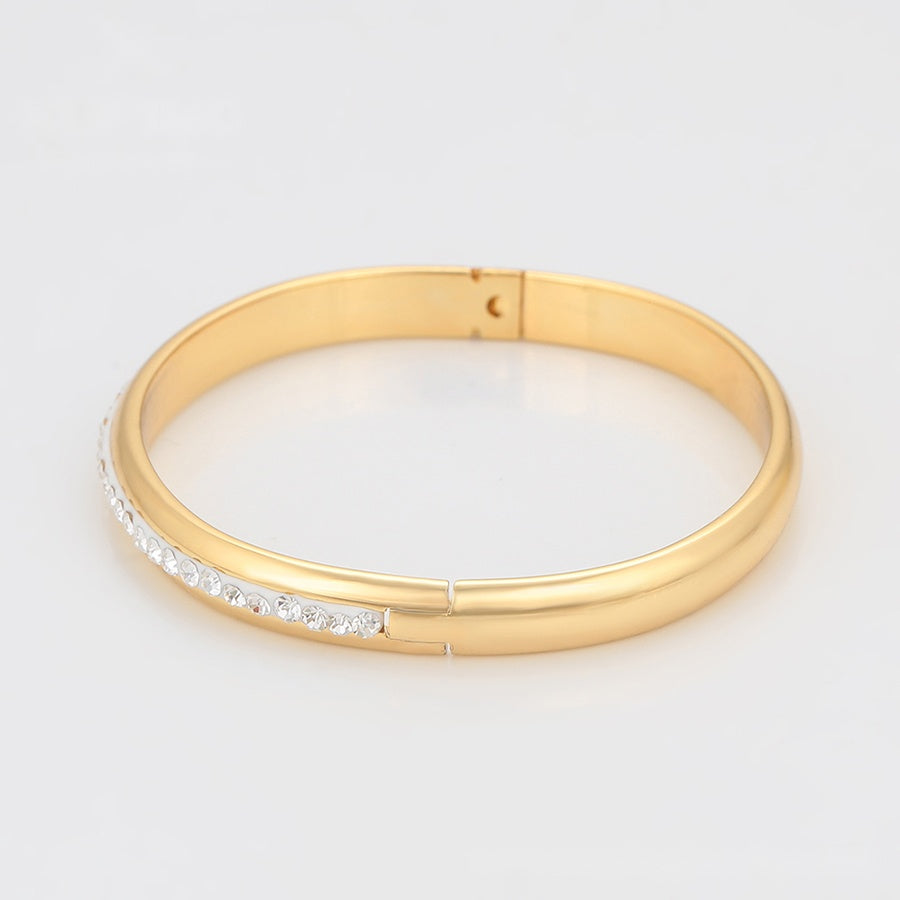 Classic Gold Crystal Hinged Bangle