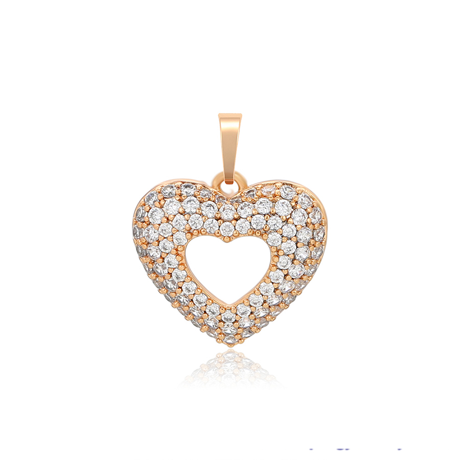 Gold Open Heart Crystal Pendant Necklace