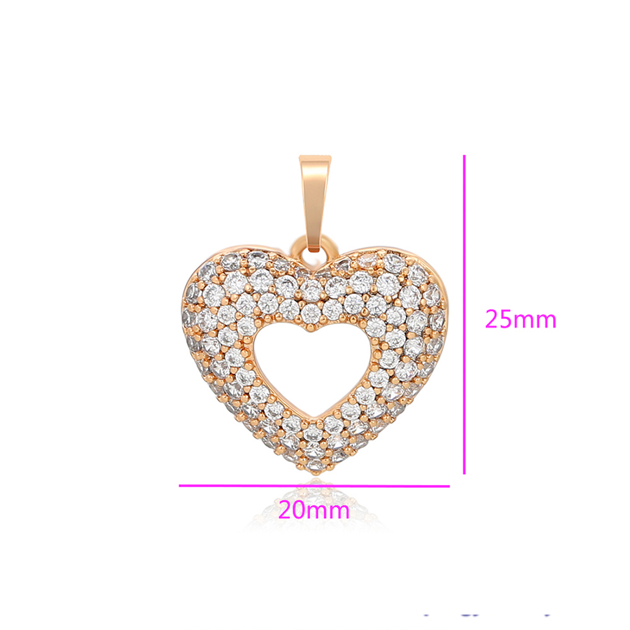 Gold Open Heart Crystal Pendant Necklace