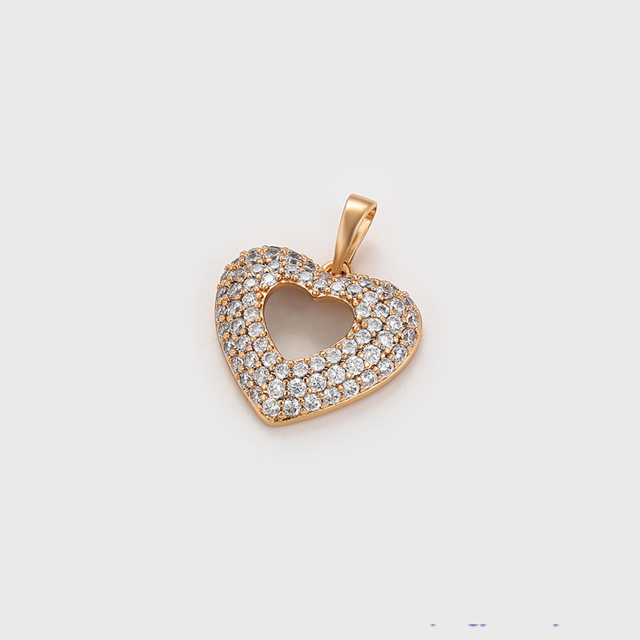 Gold Open Heart Crystal Pendant Necklace