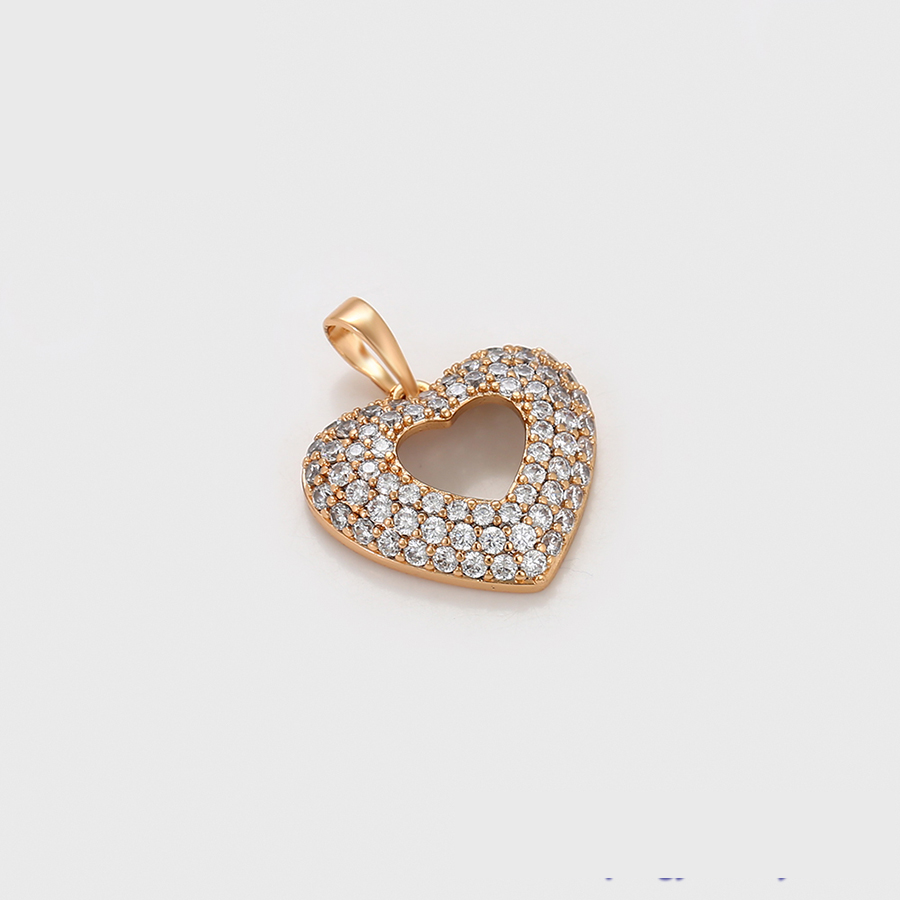 Gold Open Heart Crystal Pendant Necklace